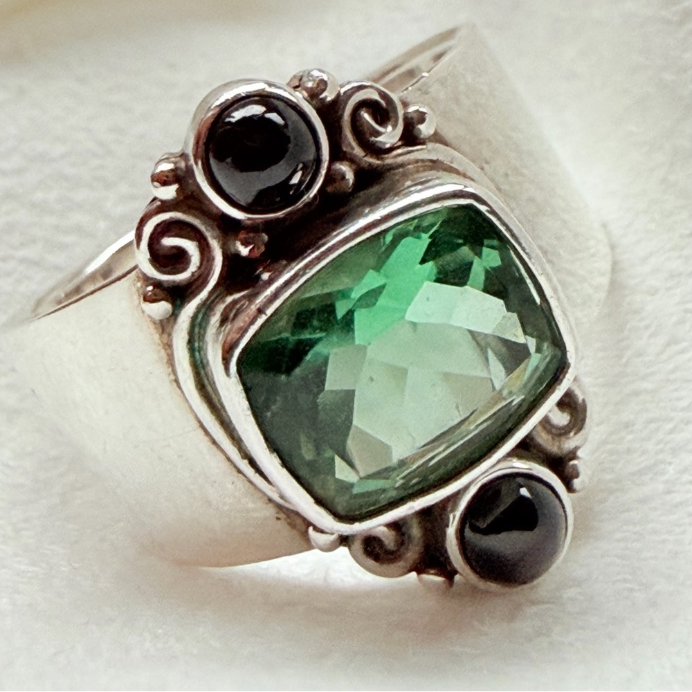Sterling Silver Ring Featuring Genuine Natural Apatite and Labradorite Gemstones